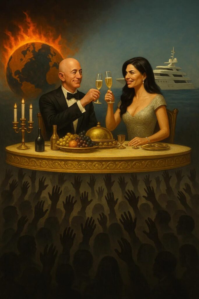 Georgian feast in a dark political setting, symbolizing empty political speeches during a national crisis.